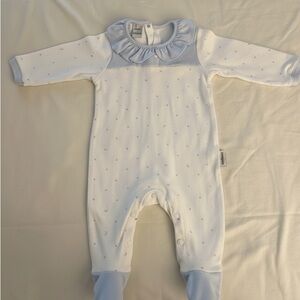 Babidu 9-12M NWOT Blue Star Moon Ruffle Collar Footie
